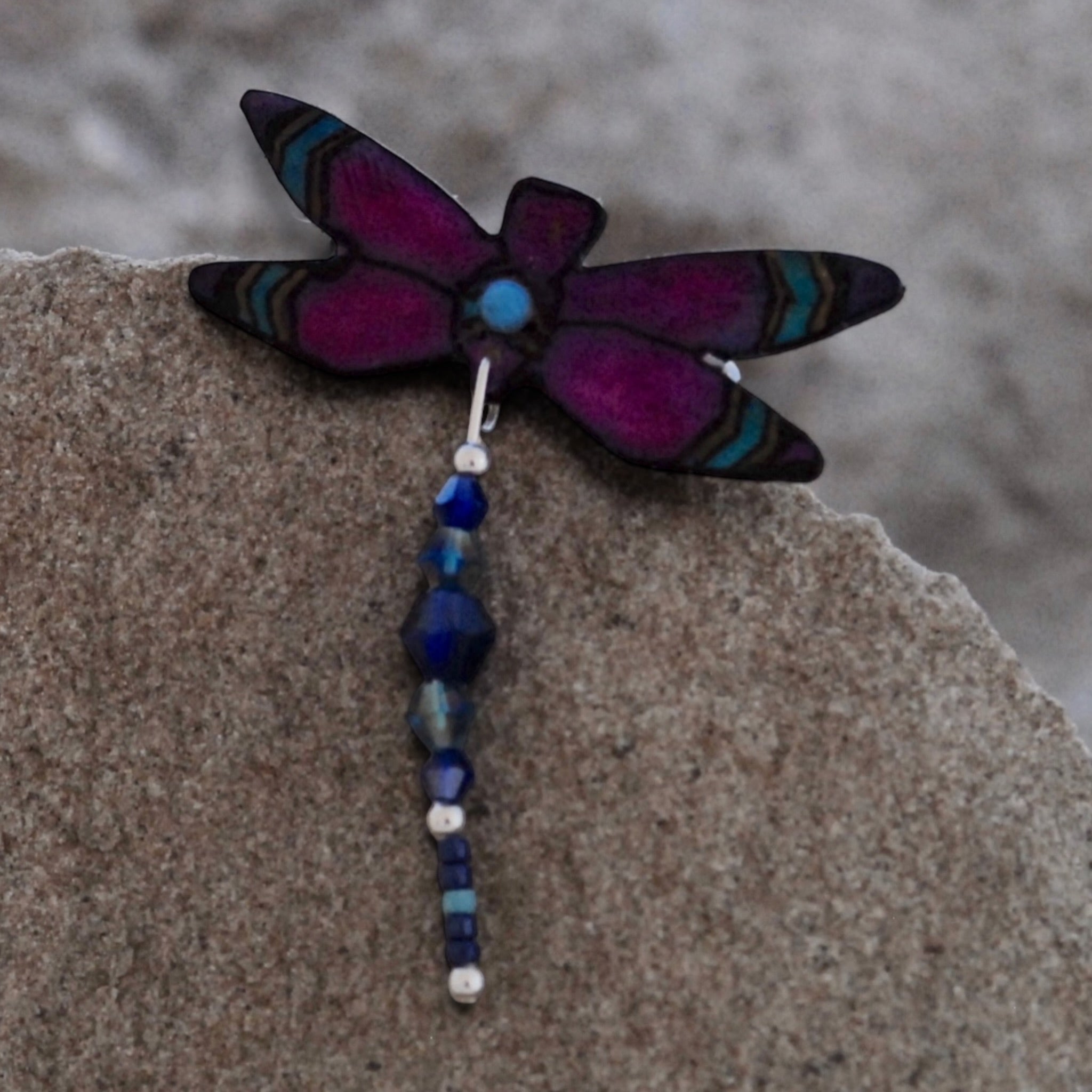 Antler Dragonfly Pin - Purple