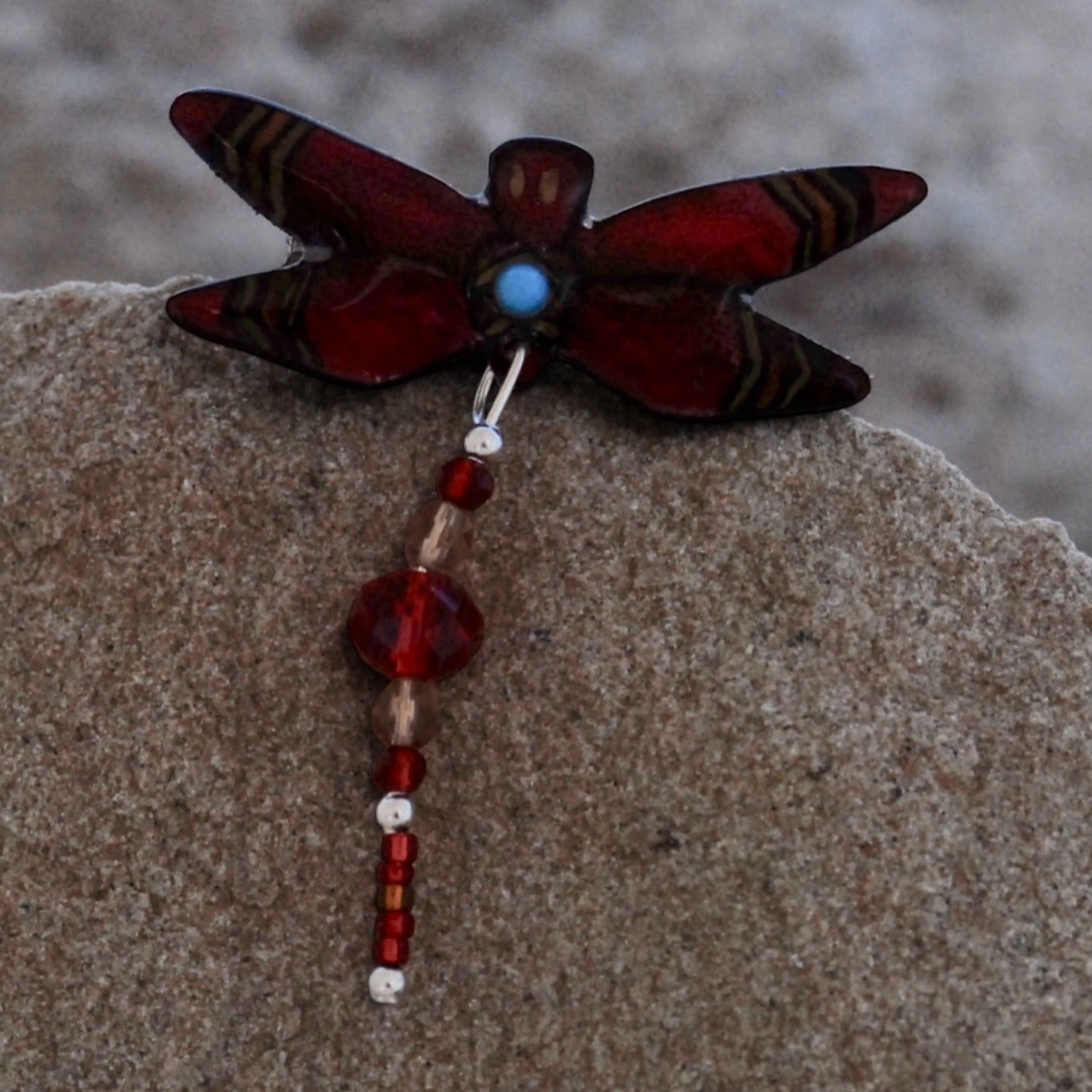 Antler Dragonfly Pin - Red