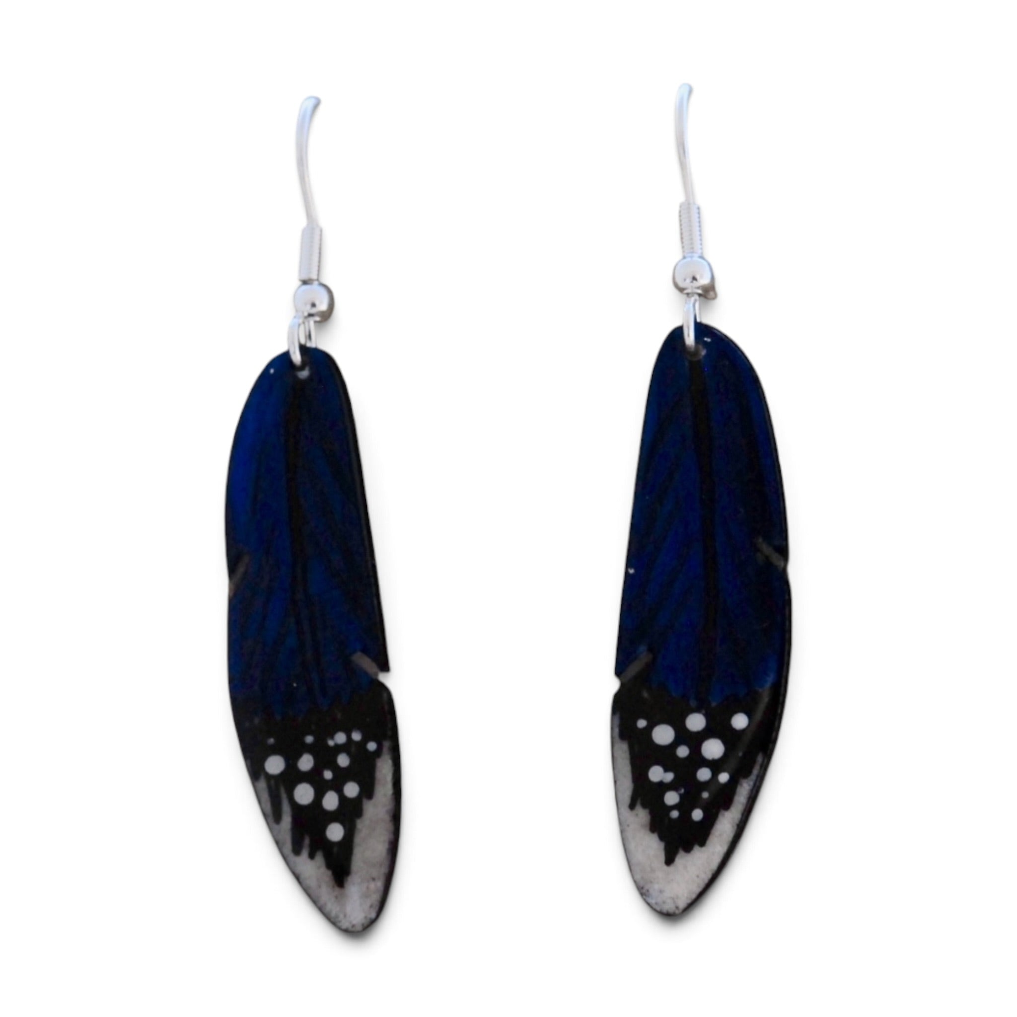 Antler Falcon Feather Earrings - Blue
