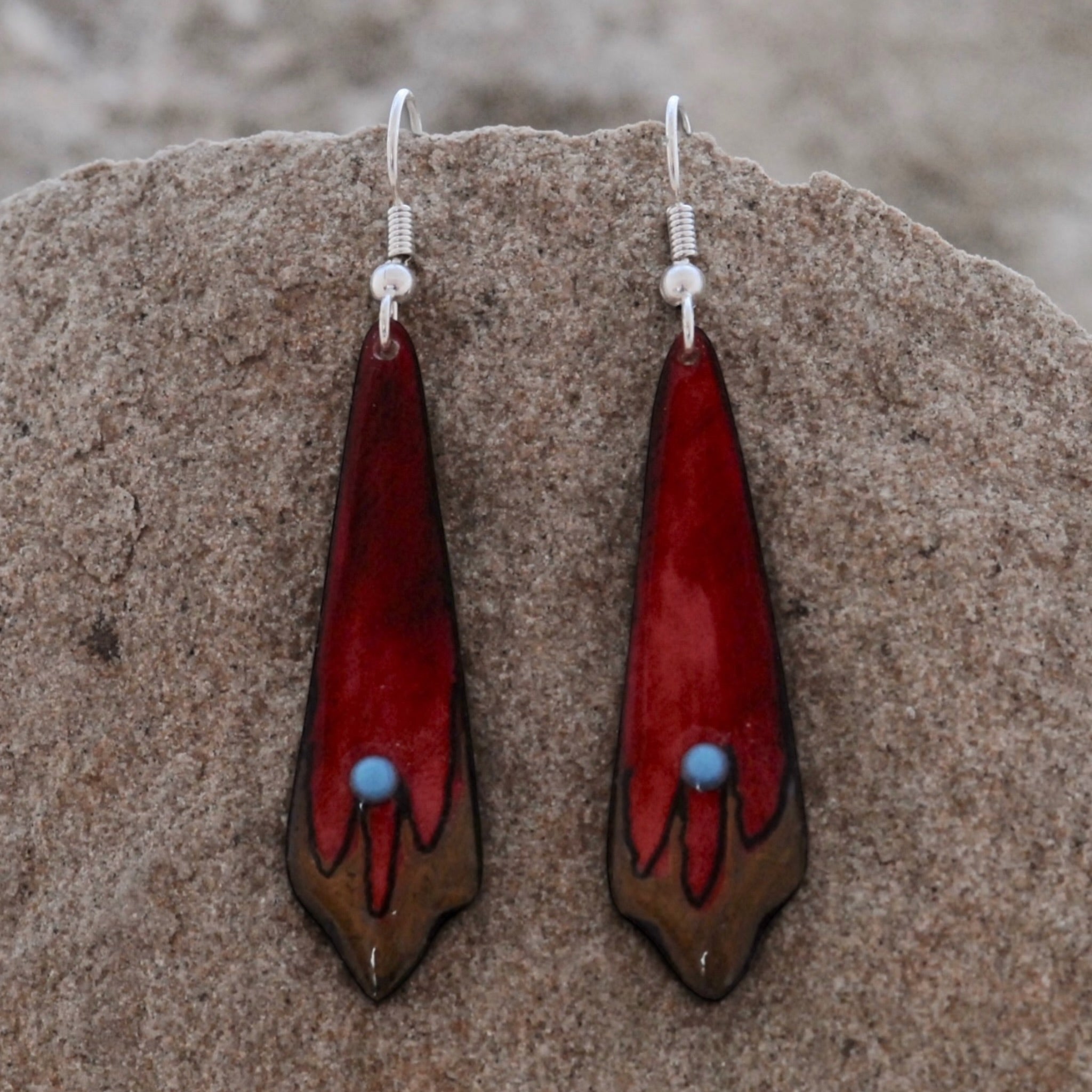 Antler Filigree Earrings - Red