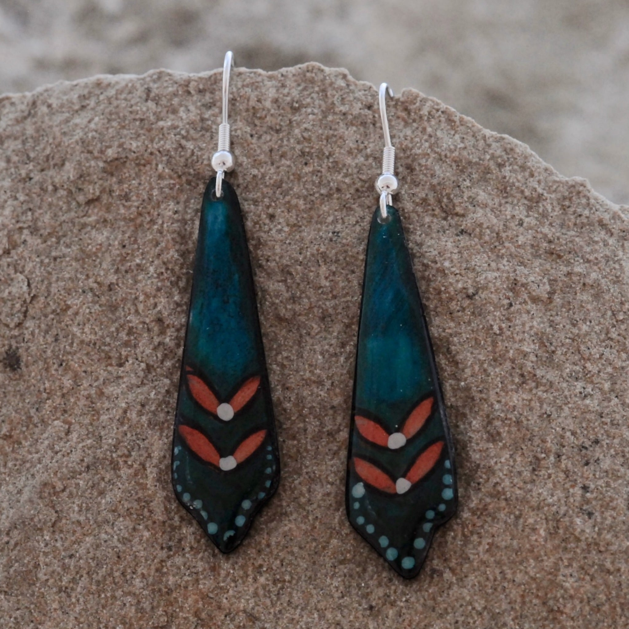 Antler Filigree Earrings - Teal