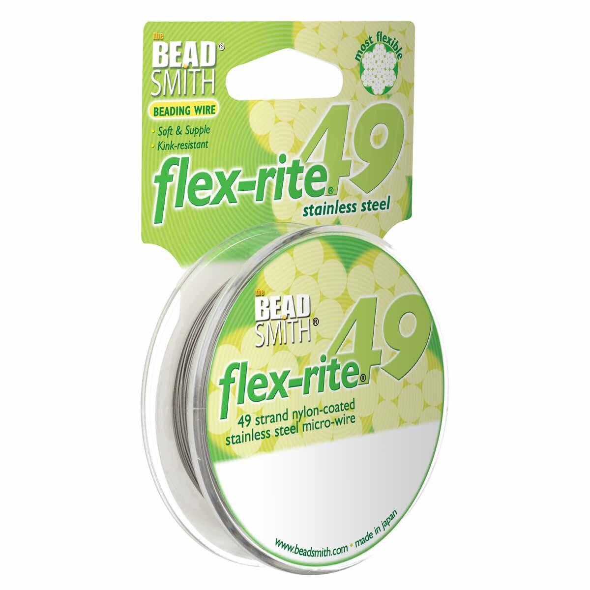 Flex-Rite 49-Strand Beading Wire – .014” Clear | 30 Ft Spool
