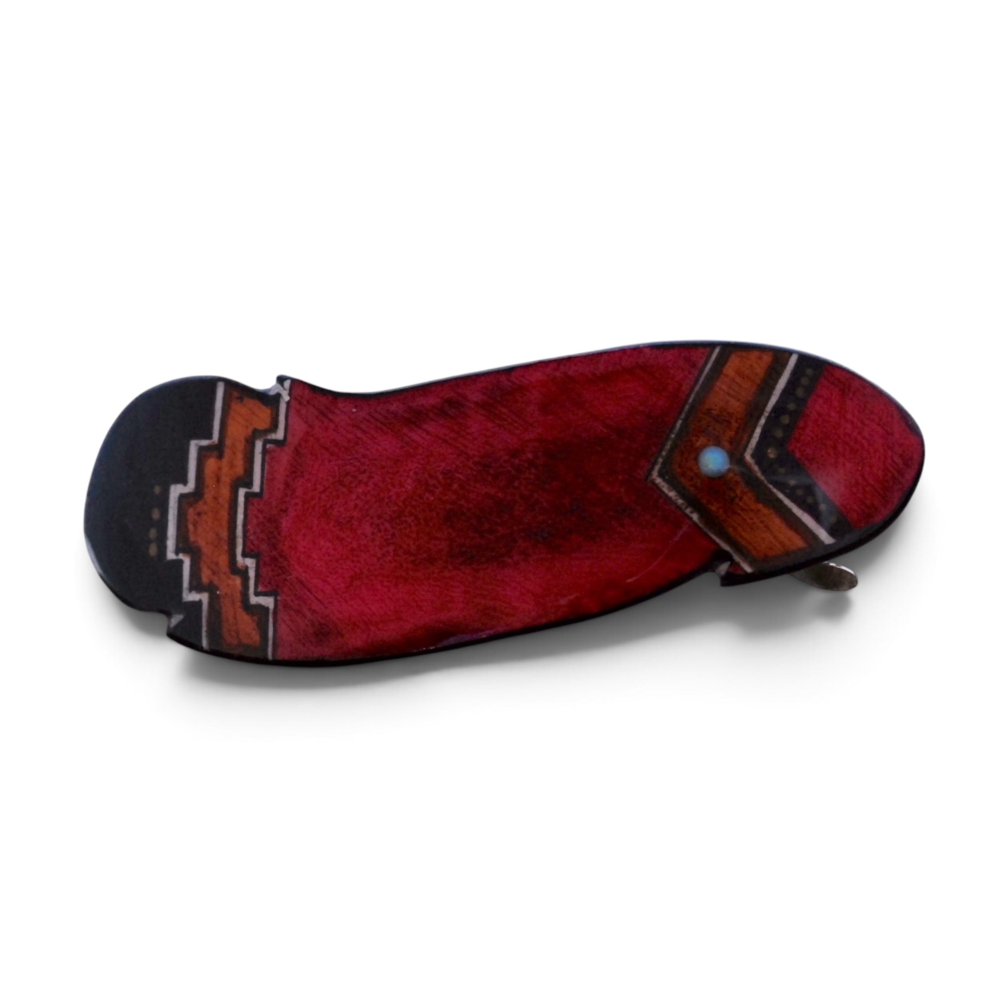 Antler Indian Feather Barrette - Red