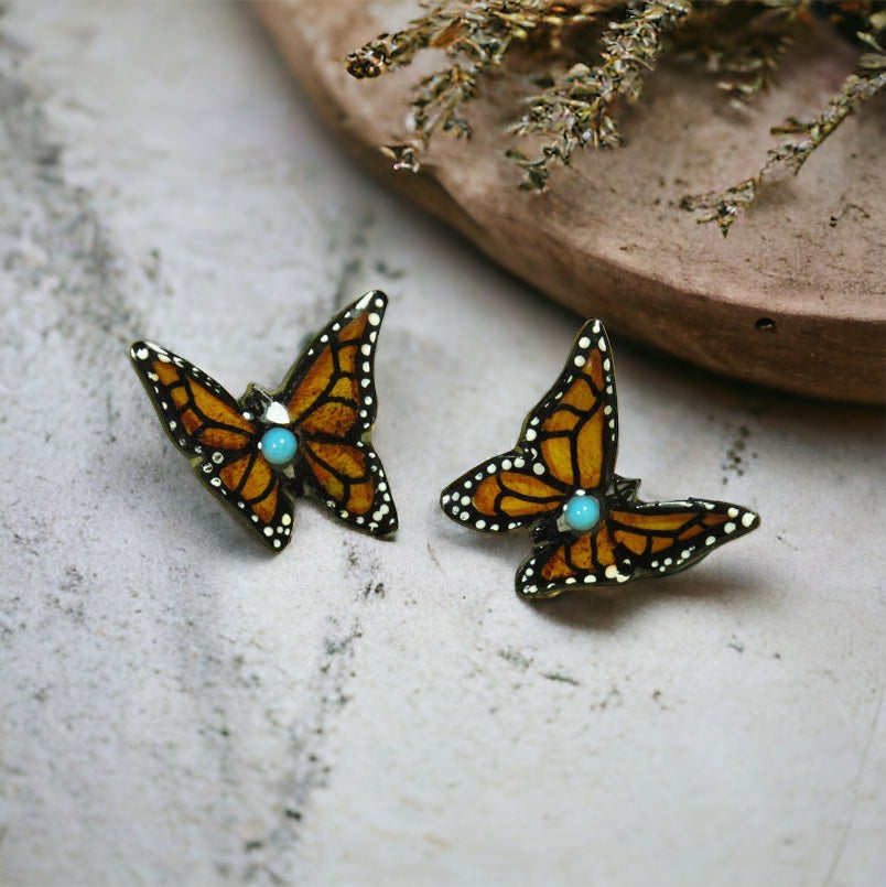 Brown Butterfly Earrings - Handmade Moose Antler Jewelry