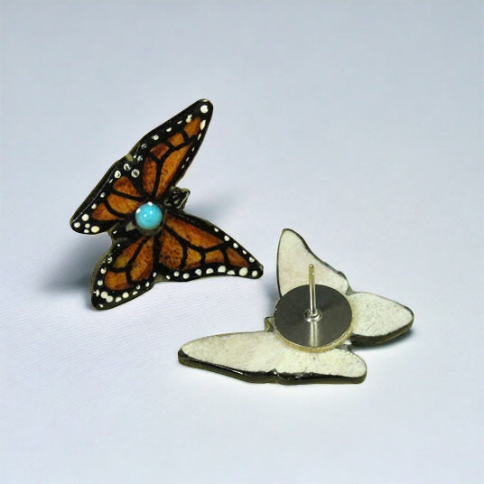 Brown Butterfly Earrings - Handmade Moose Antler Jewelry
