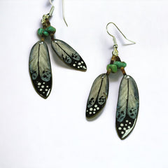 Black Double Falcon Feather Earrings- Handmade Moose Antler Jewelry