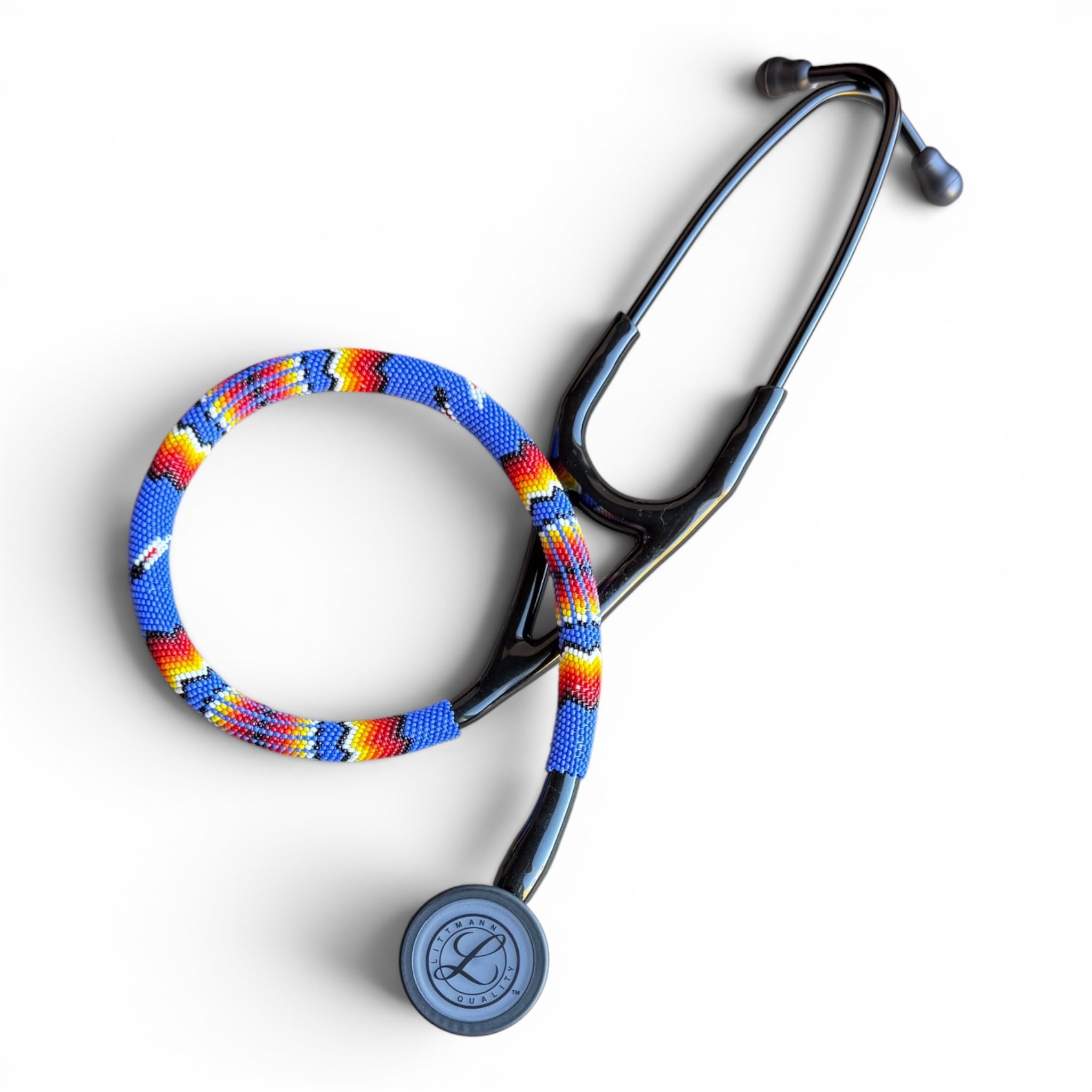 Navajo Beaded Littmann Cardiology IV Stethoscope – Blue Feather Design