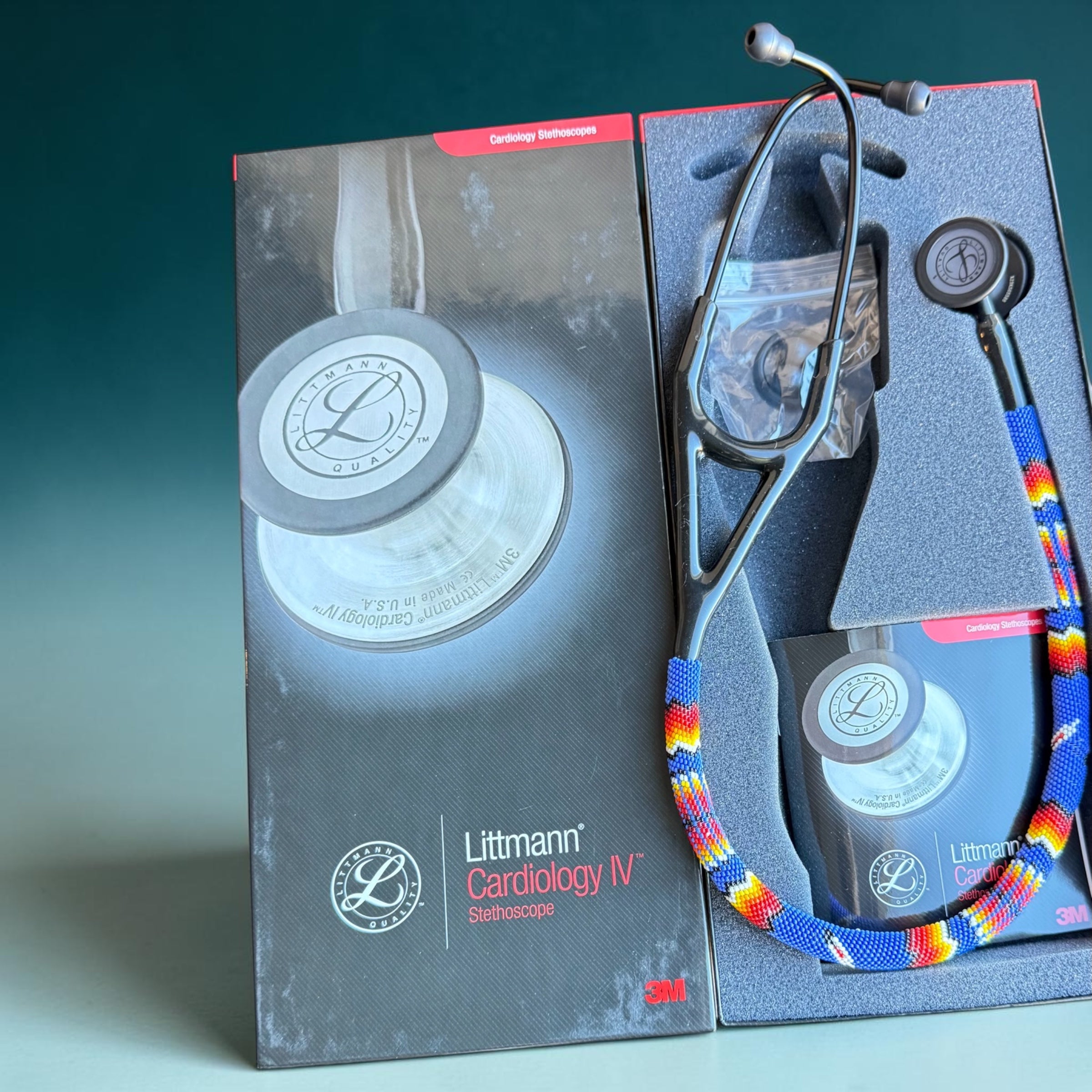 Navajo Beaded Littmann Cardiology IV Stethoscope – Blue Feather Design