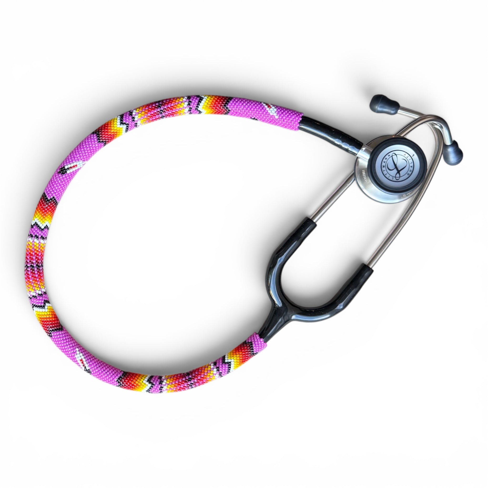 Navajo Beaded Littmann Classic III Stethoscope – Pink Feather Design