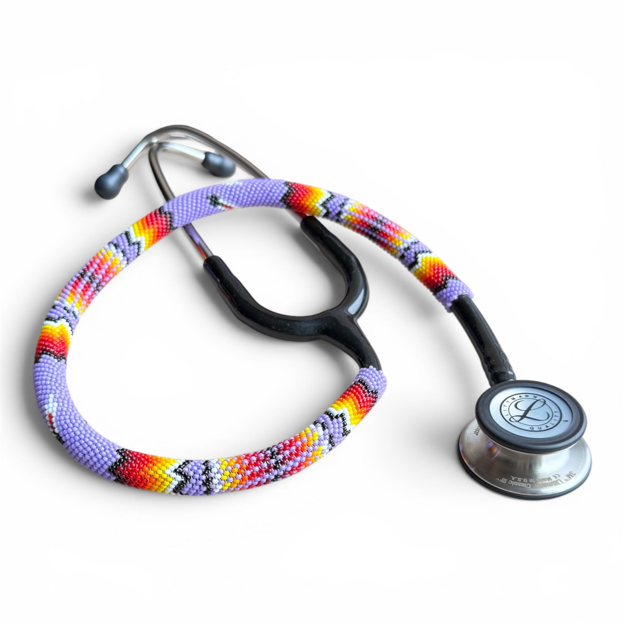 Navajo Beaded Littmann Classic III Stethoscope – Purple Feather Design