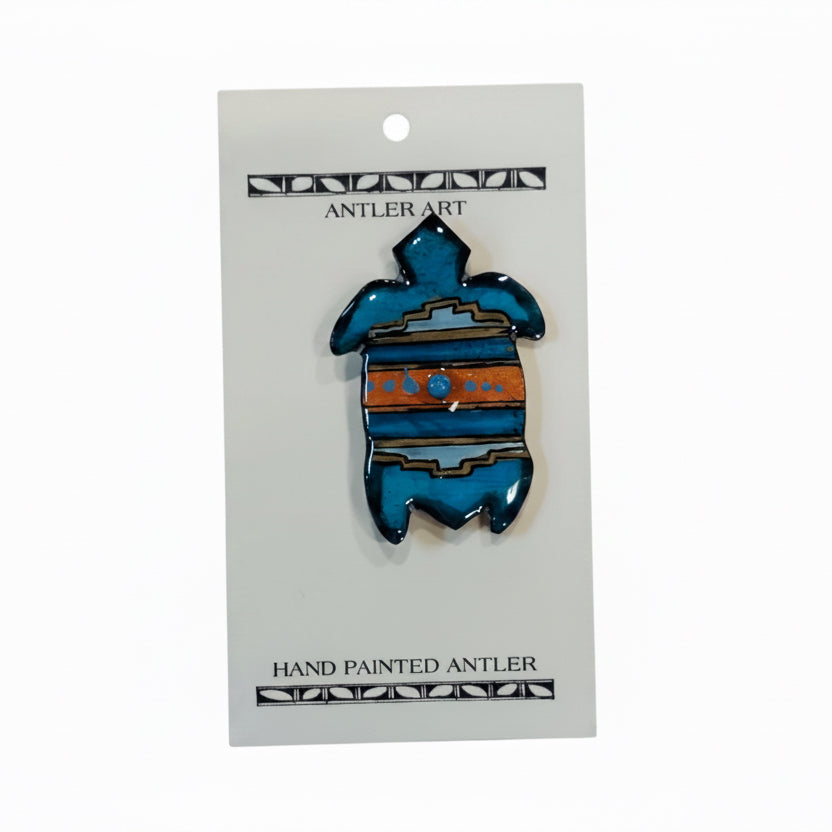 Antler Turtle Pin - Teal