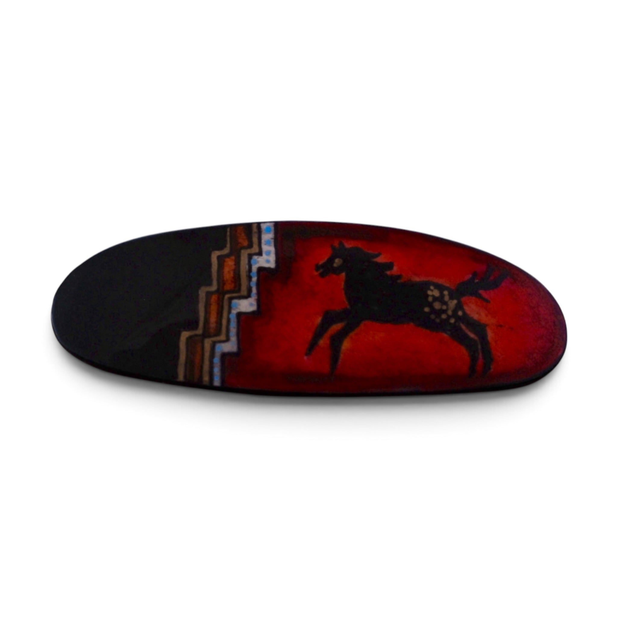 Antler Large Oval Barrette - Red