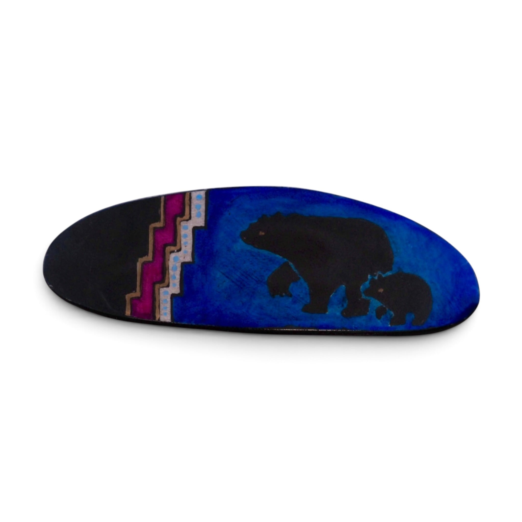 Antler Large Oval Barrette - Blue