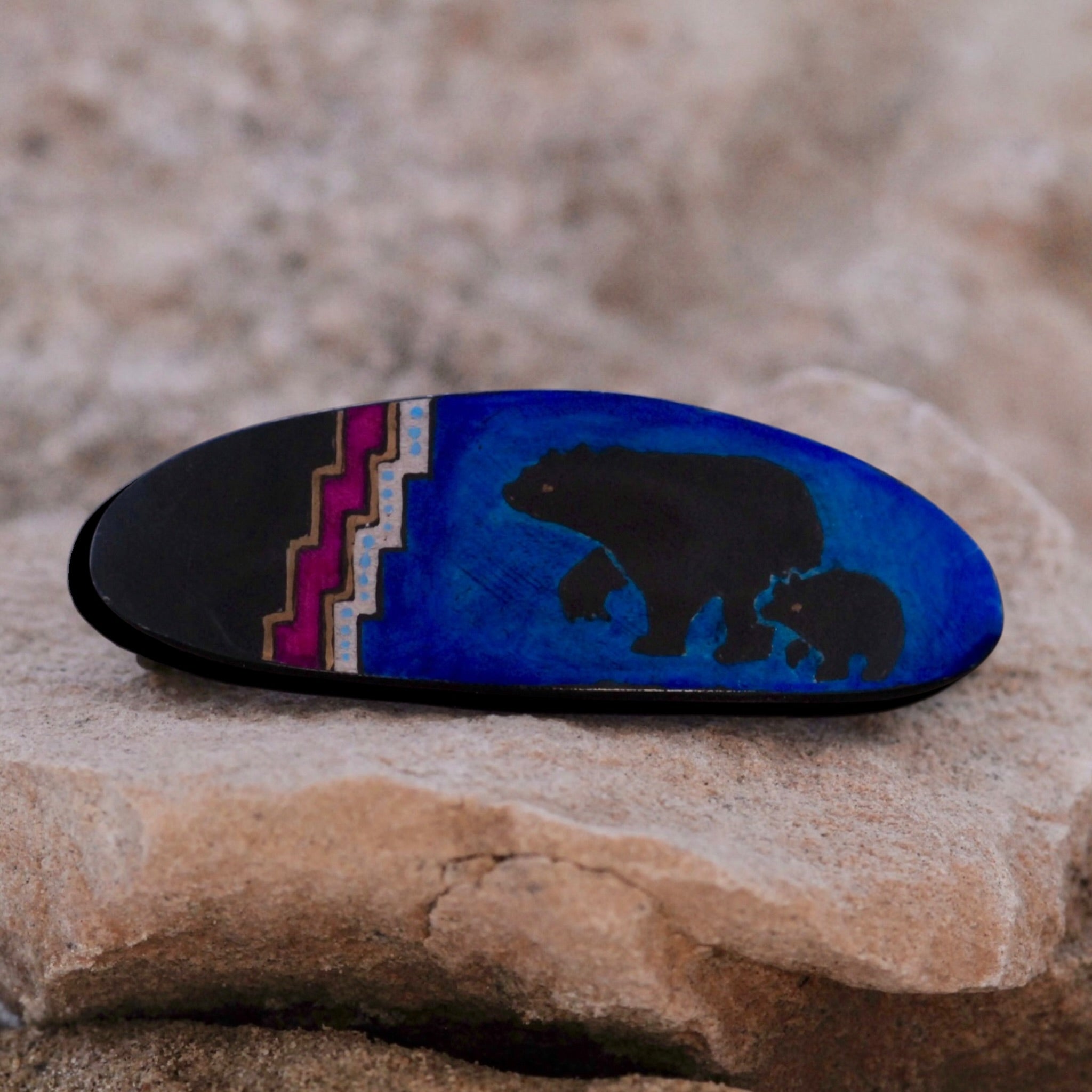 Antler Large Oval Barrette - Blue