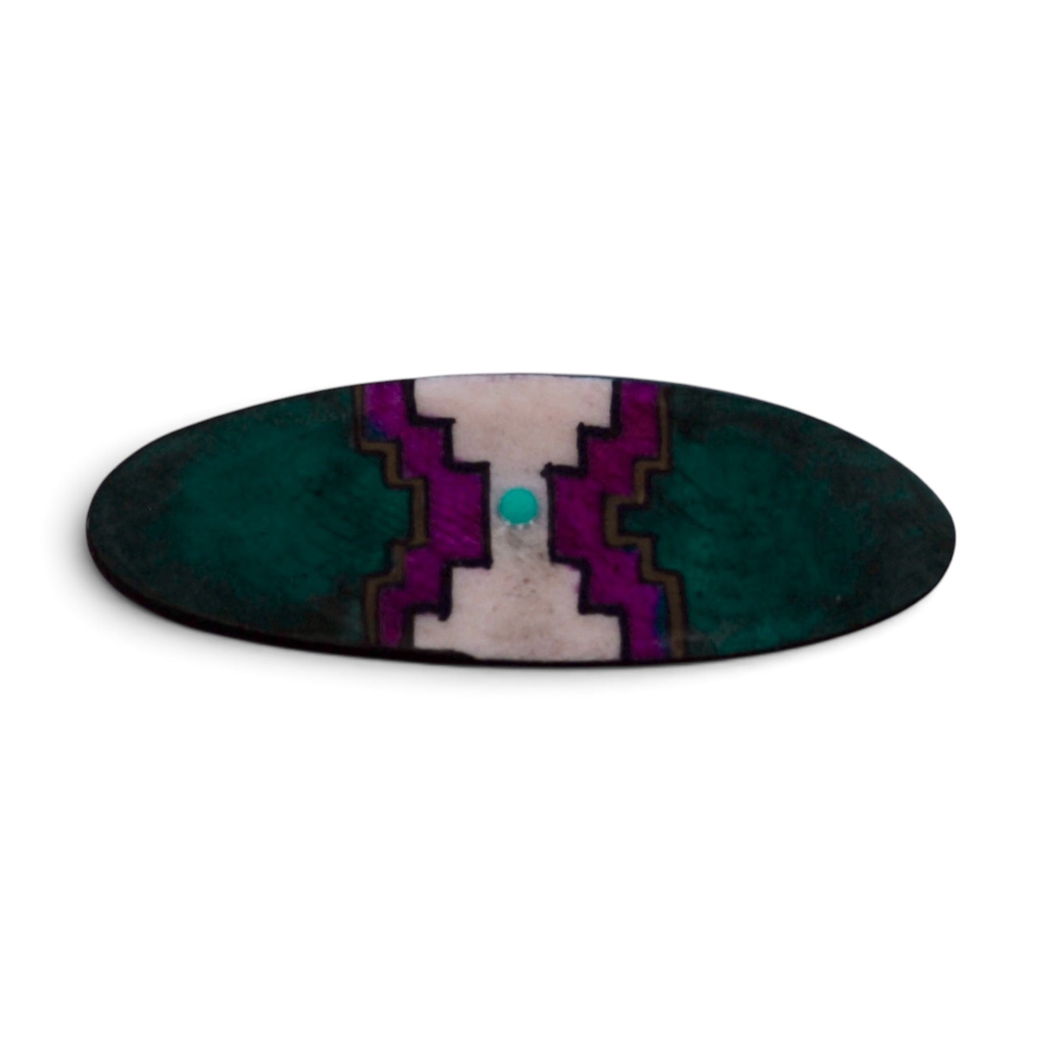 Antler Large Oval Barrette - Teal