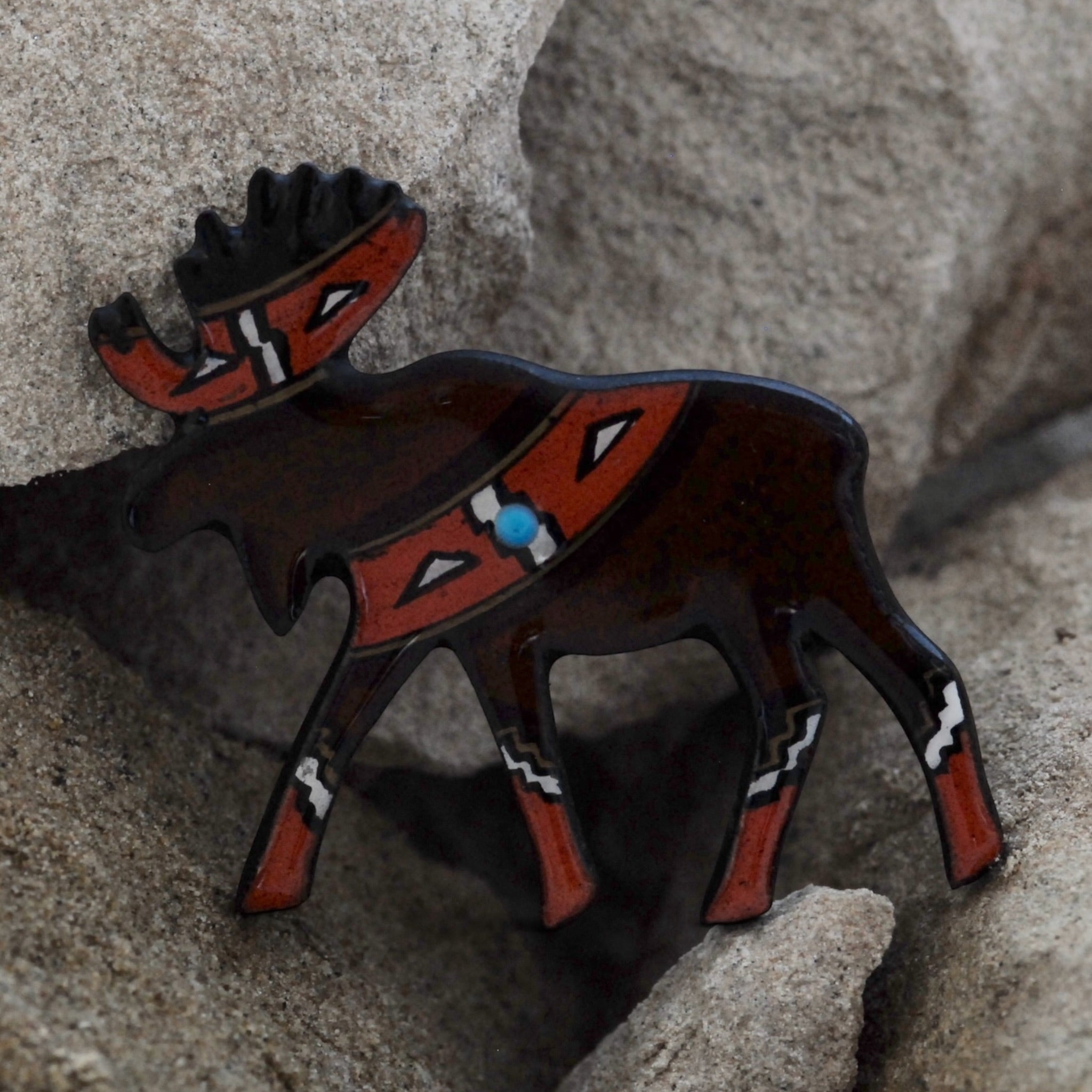 Moose Art Pin - Brown