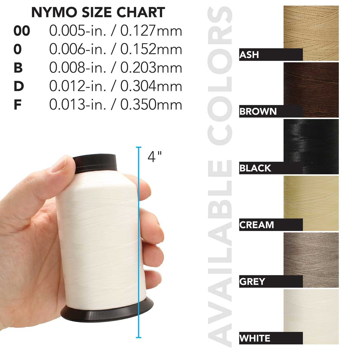 Nymo Beading Thread – Size 0 (Cone) – White