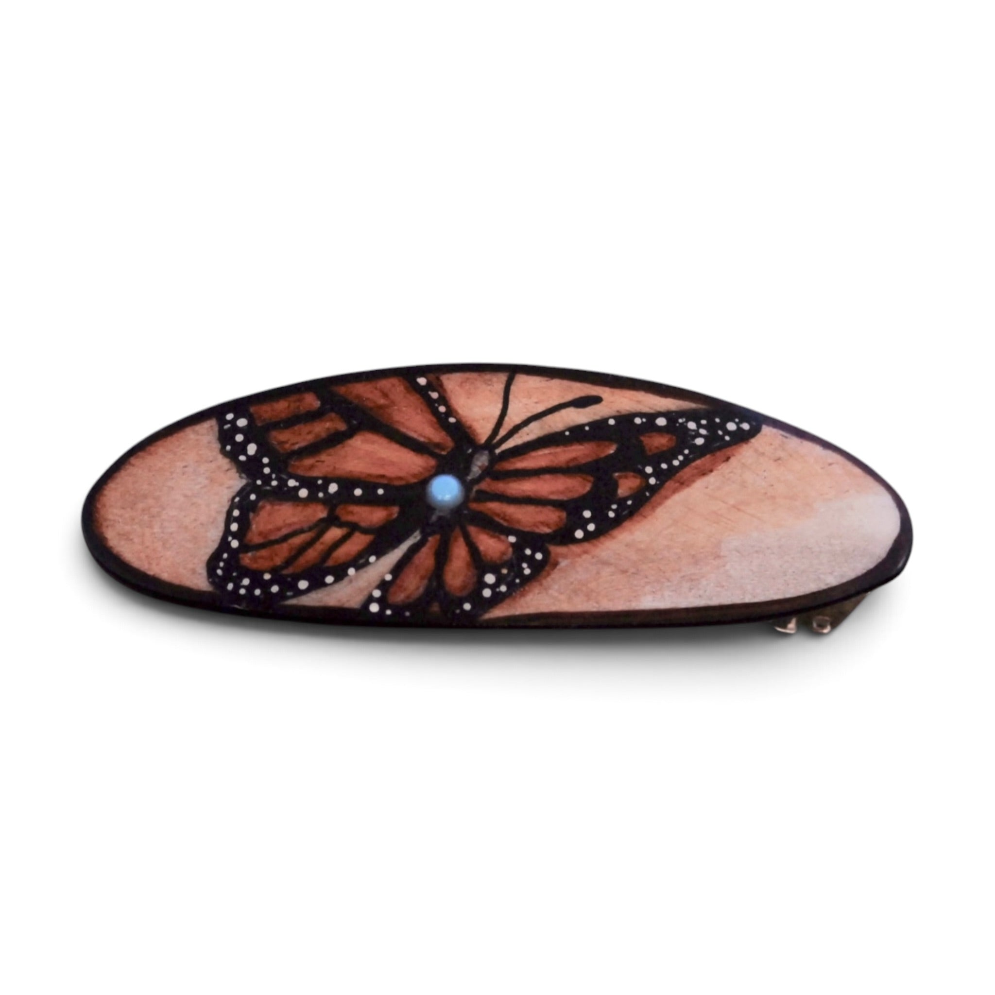 Antler Small Oval Barrette - Gold