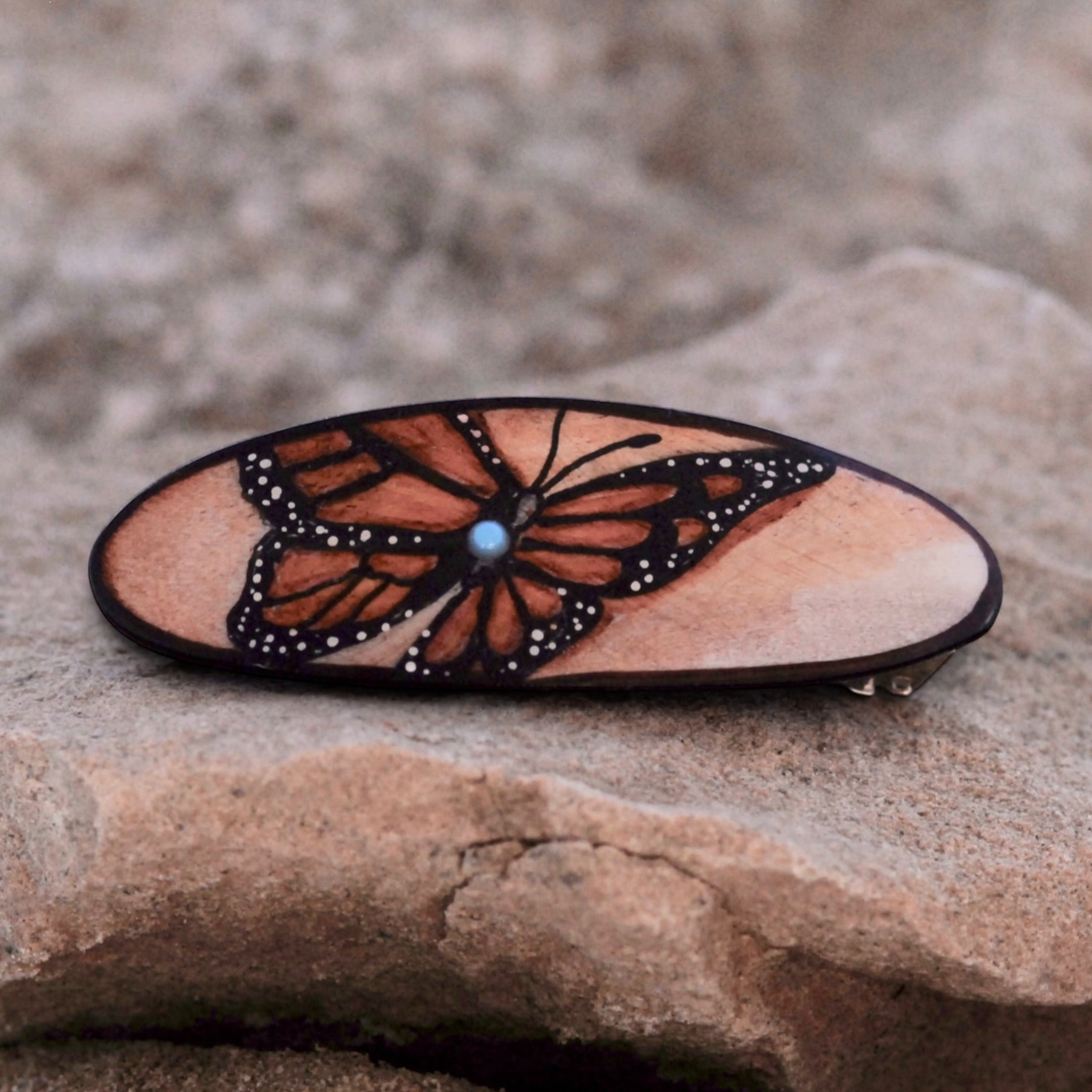 Antler Small Oval Barrette - Gold
