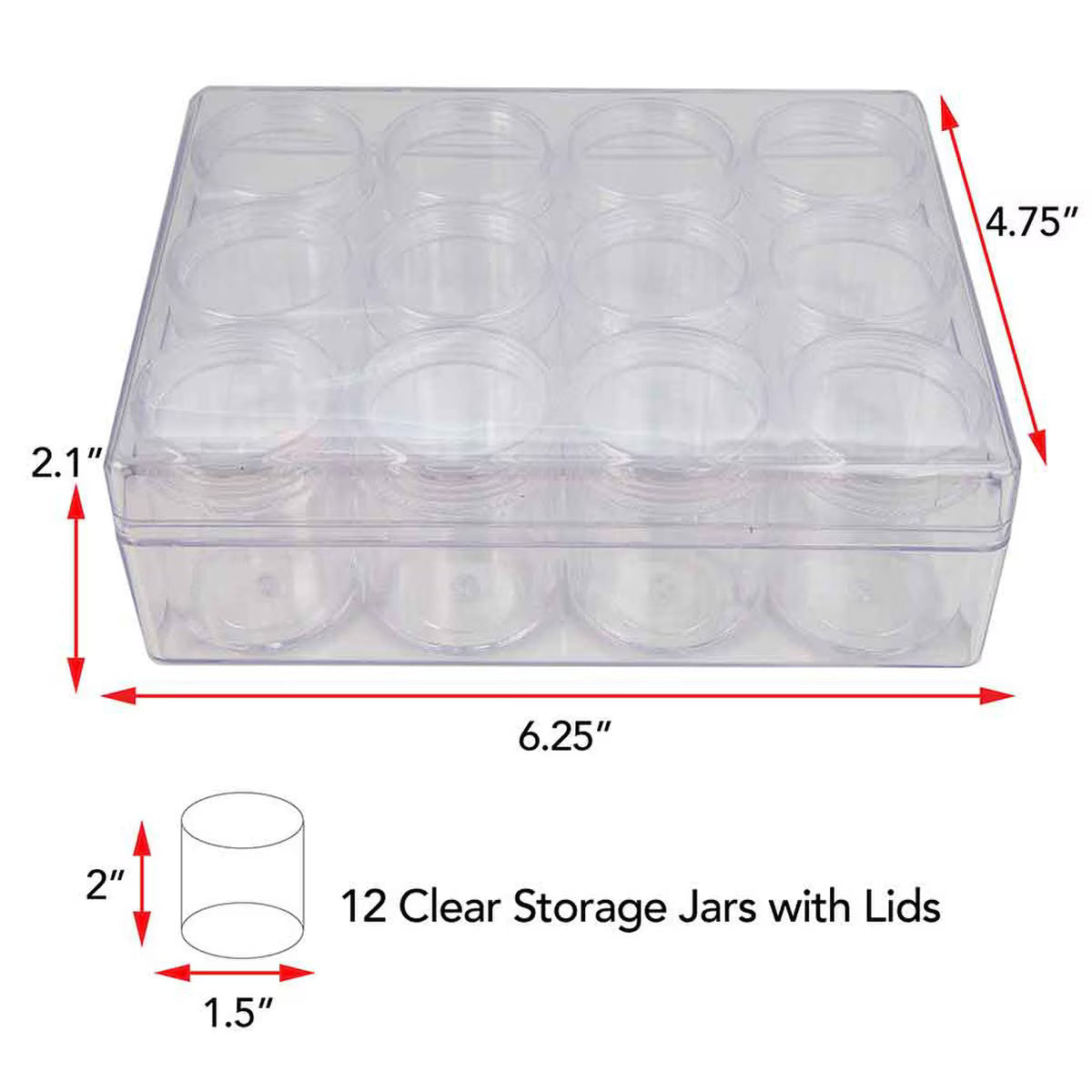 Clear Bead Storage Box with 24 Containers | 9.5” x 6.4” x 1”
