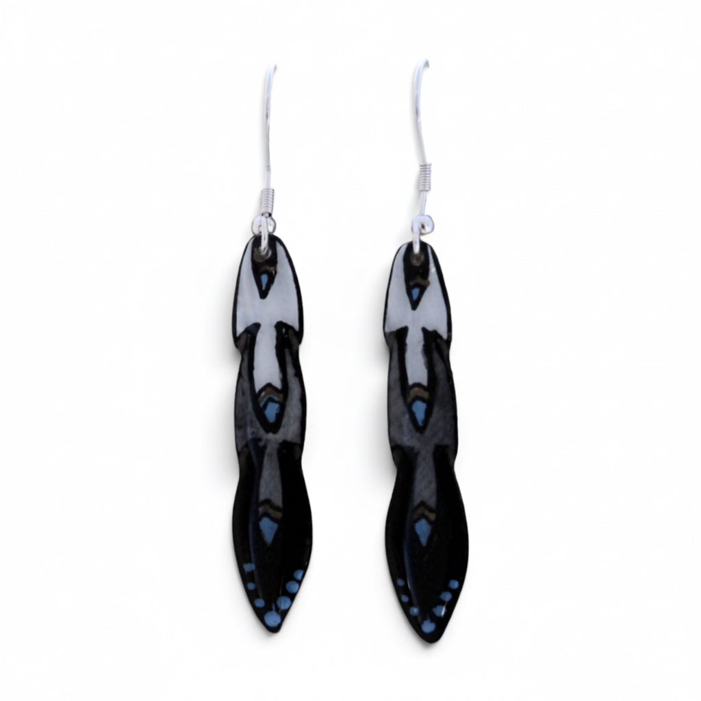 Antler Pony Feather Earrings - Black