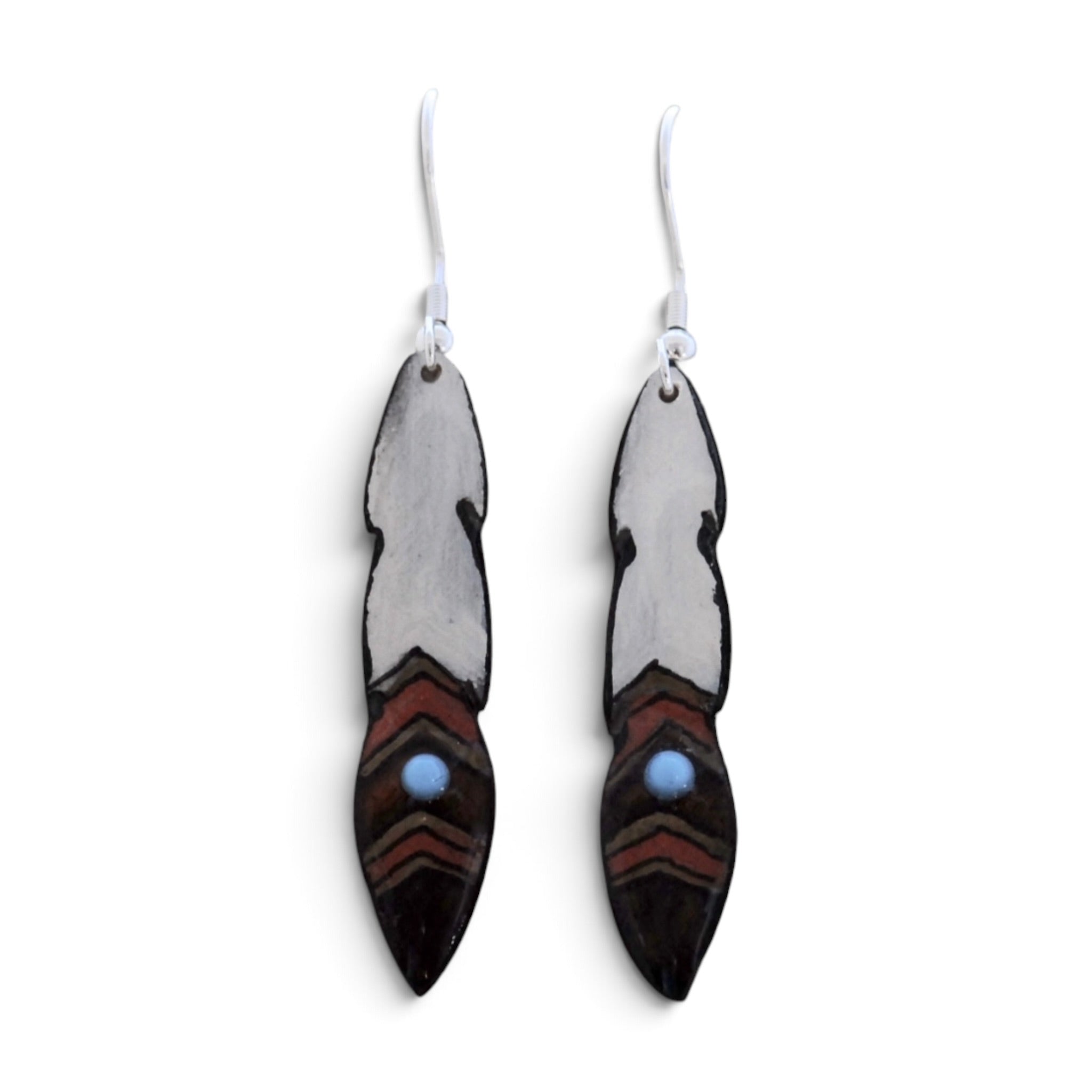 Antler Pony Feather Earrings - Brown