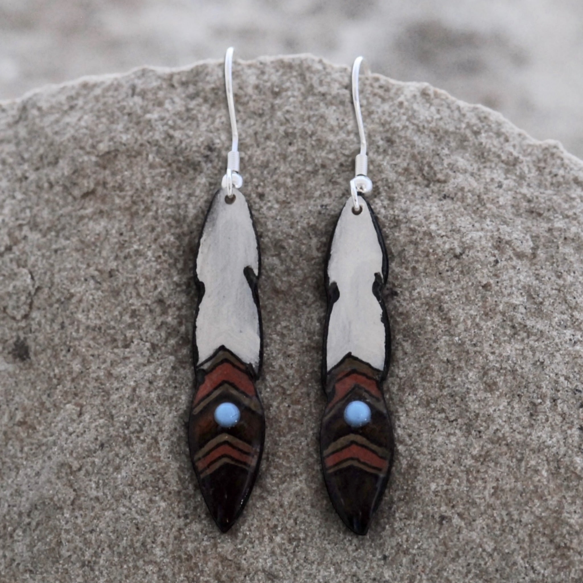 Antler Pony Feather Earrings - Brown