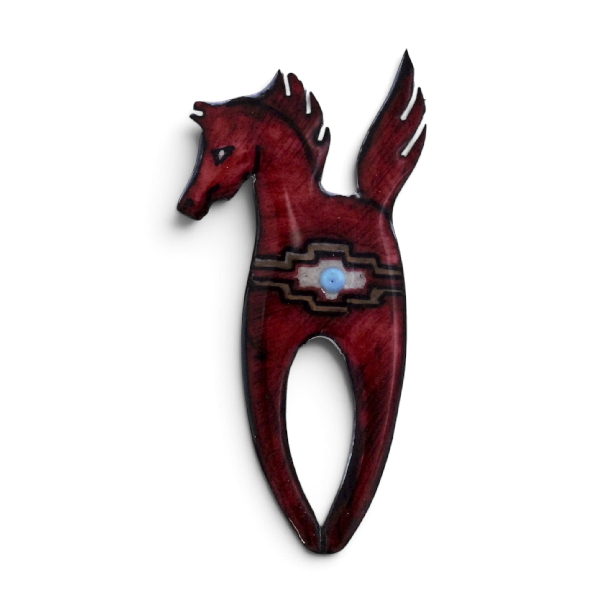 Antler Prancing Pony Pin - Red