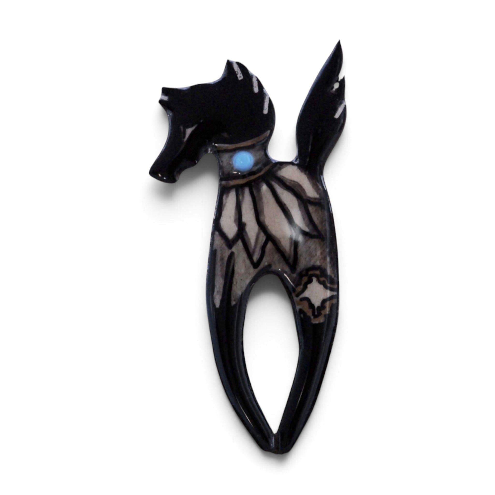 Antler Prancing Pony Pin - Grey
