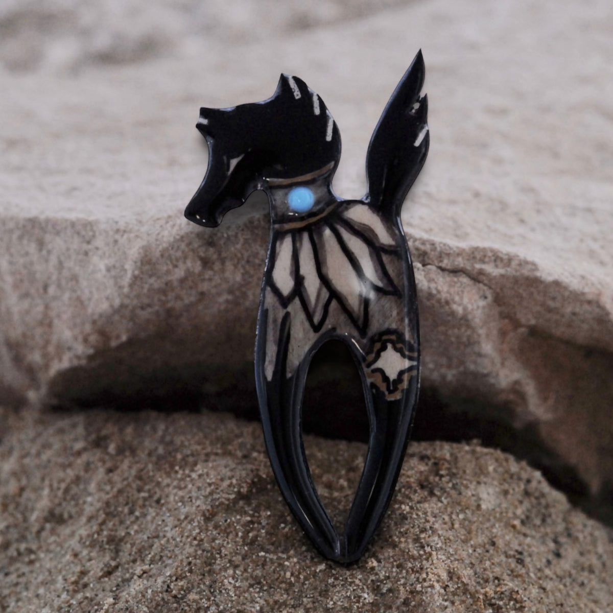 Antler Prancing Pony Pin - Grey