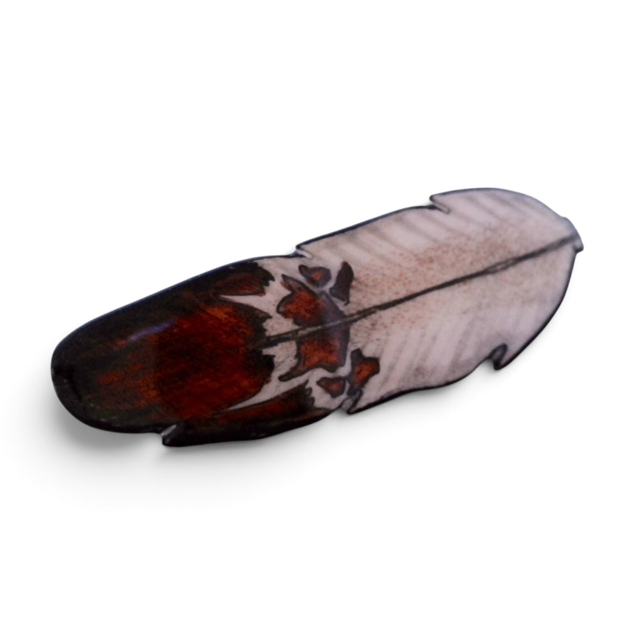 Antler Single Feather Barrette - Brown