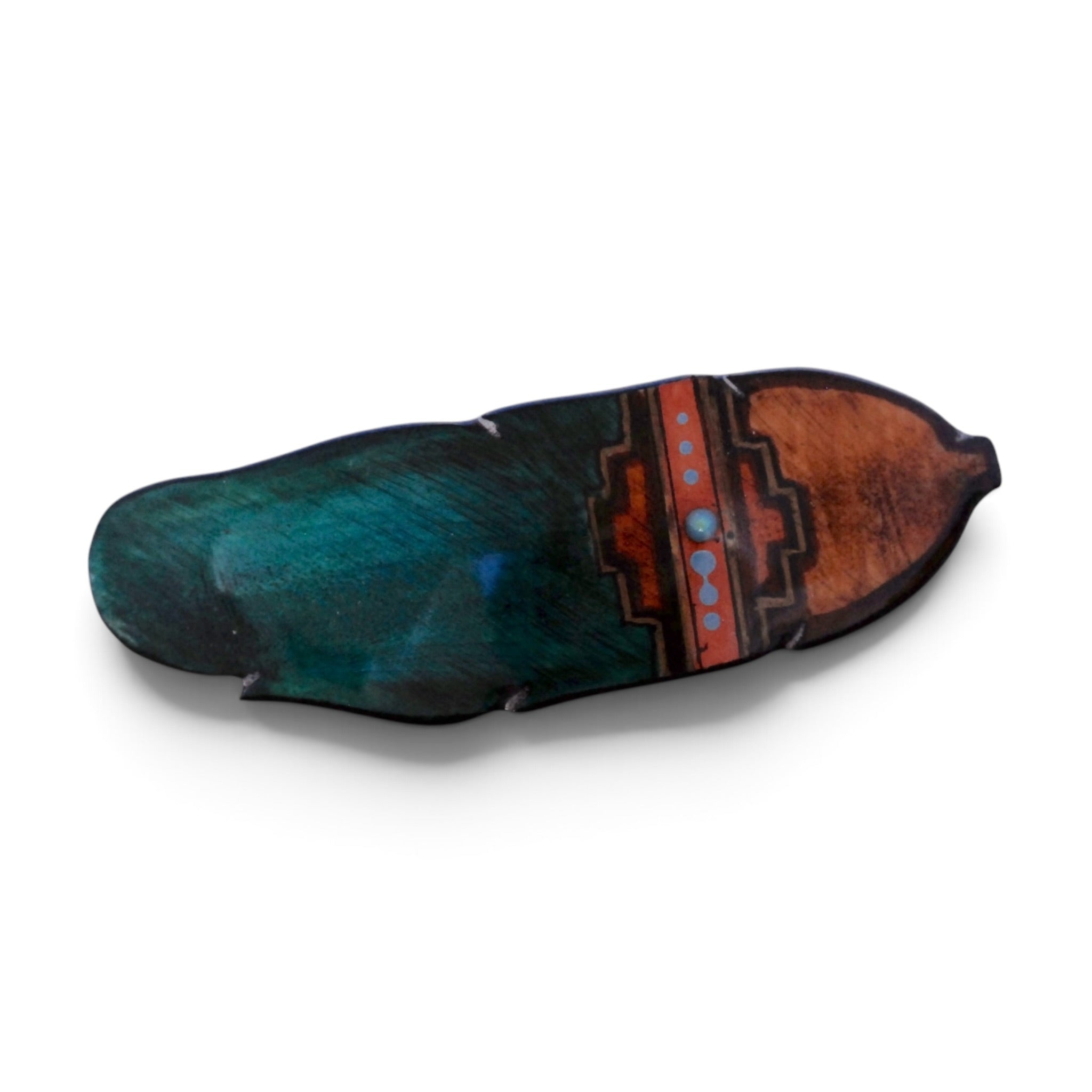 Antler Single Feather Barrette - Teal