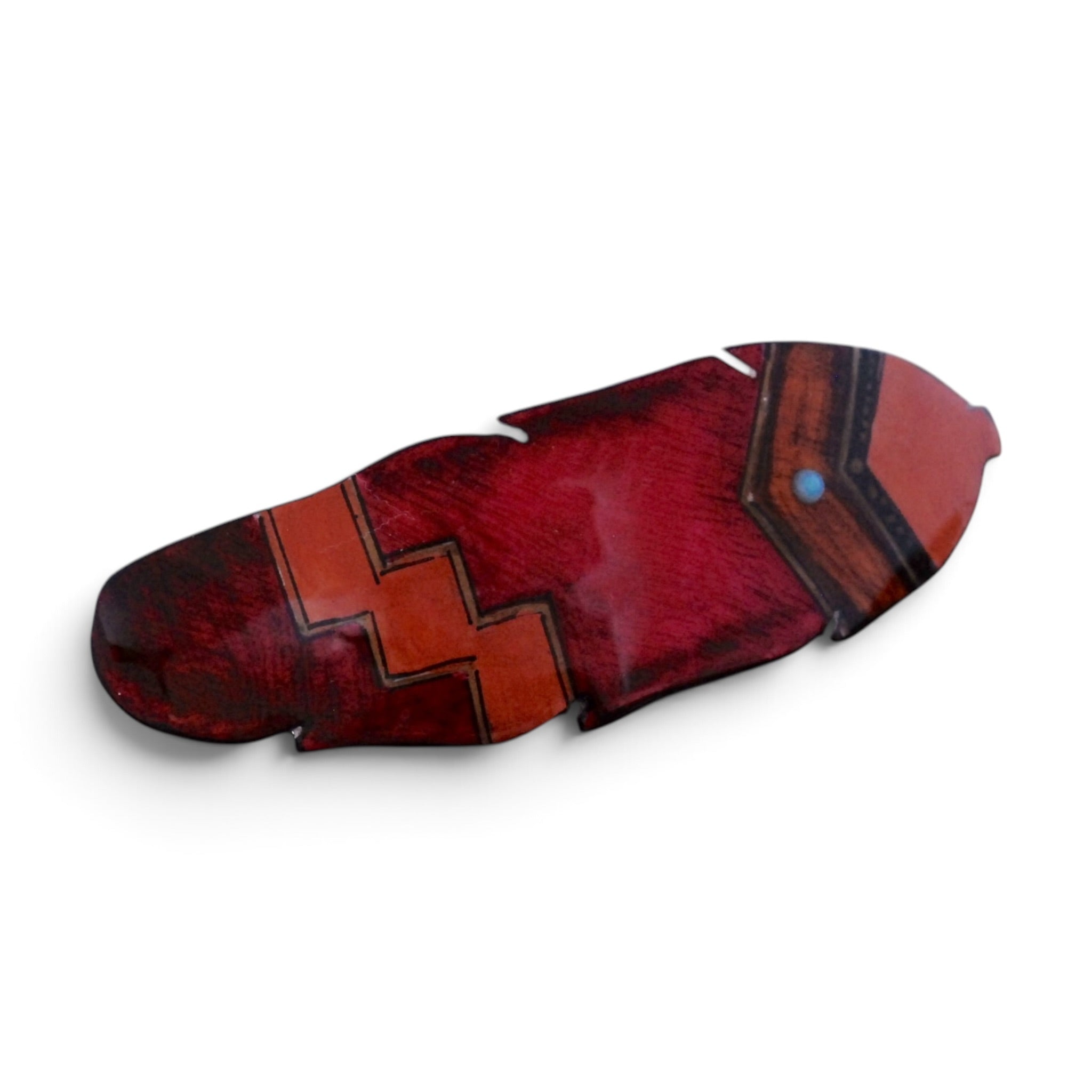 Antler Single Feather Barrette - Red