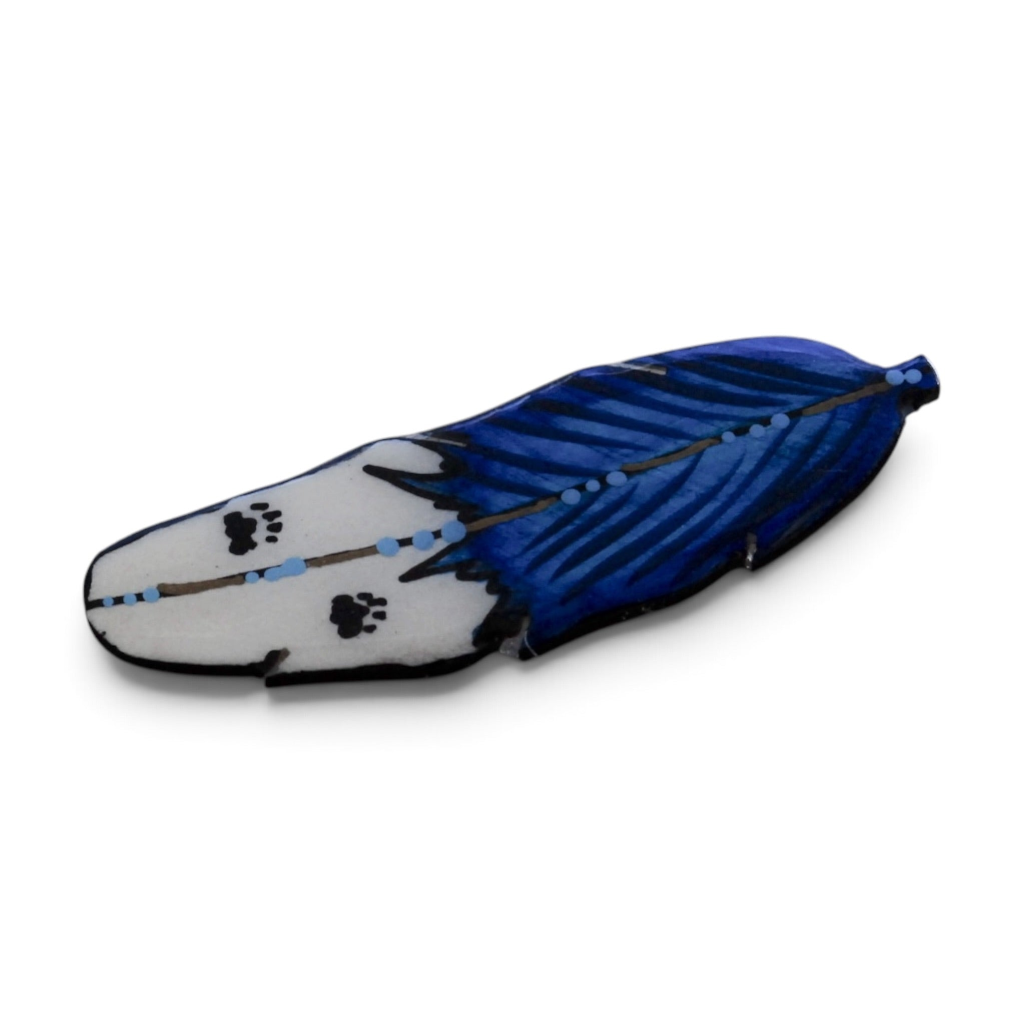 Antler Single Feather Pin - Blue