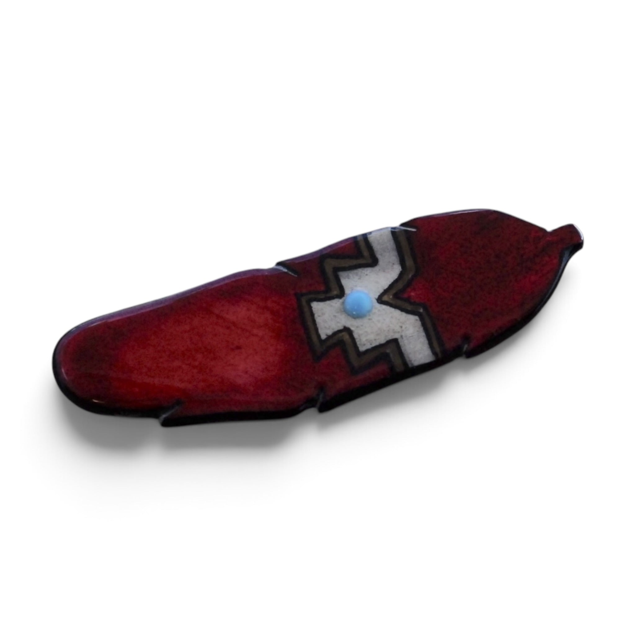 Antler Single Feather Pin - Red