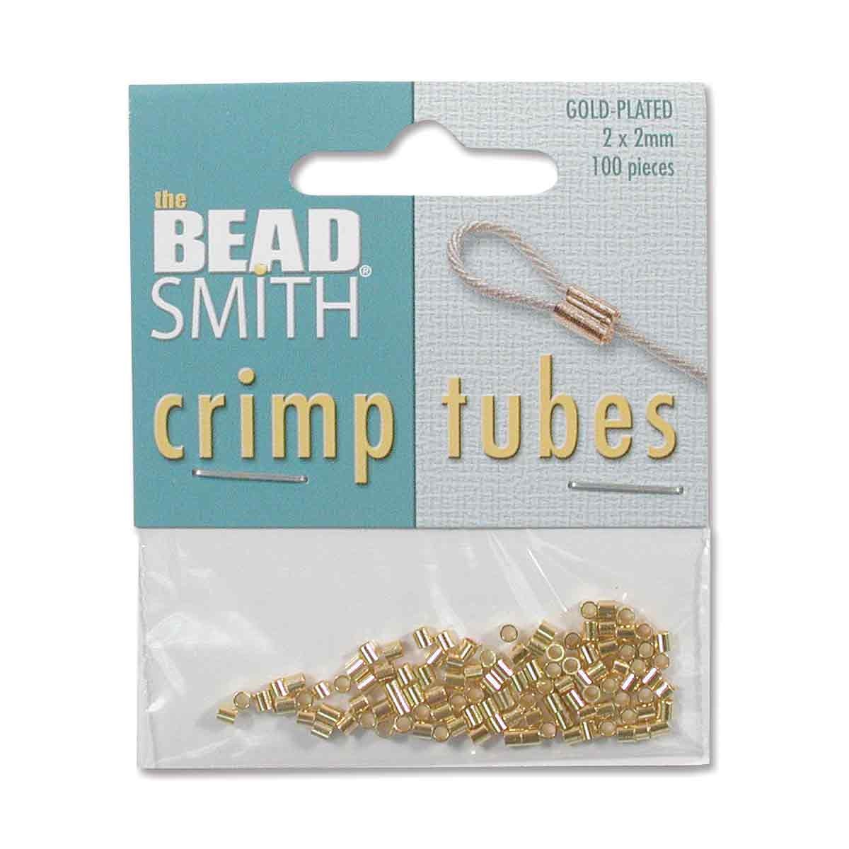 Tube Crimp Beads 2x2mm - Gold Plate (Card of 100)