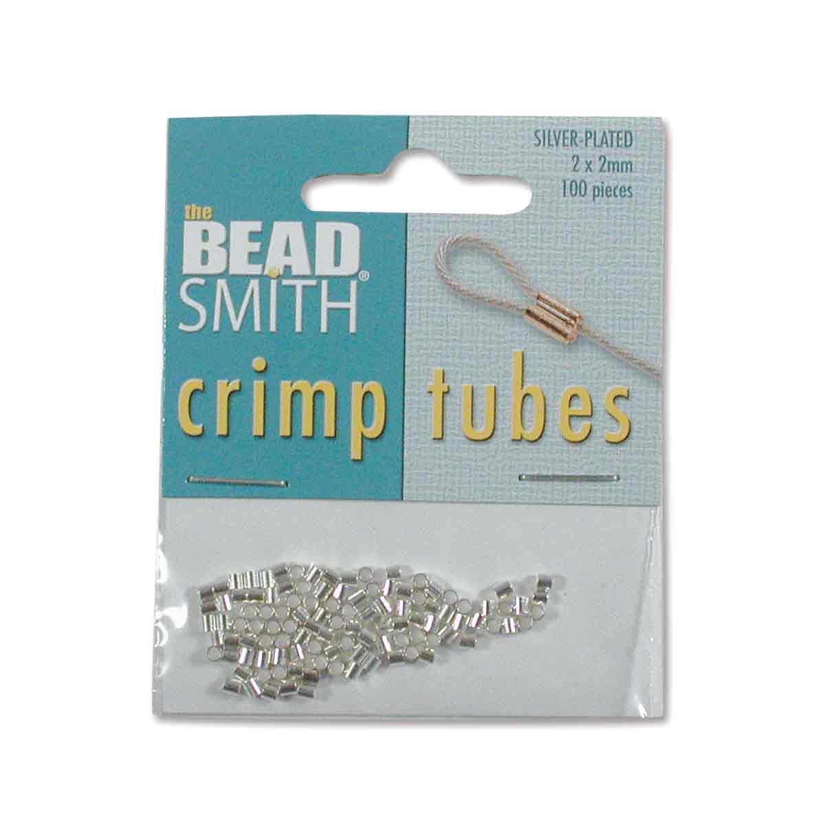 Tube Crimp Beads 2x2mm - Silver Plate (100 Pack)