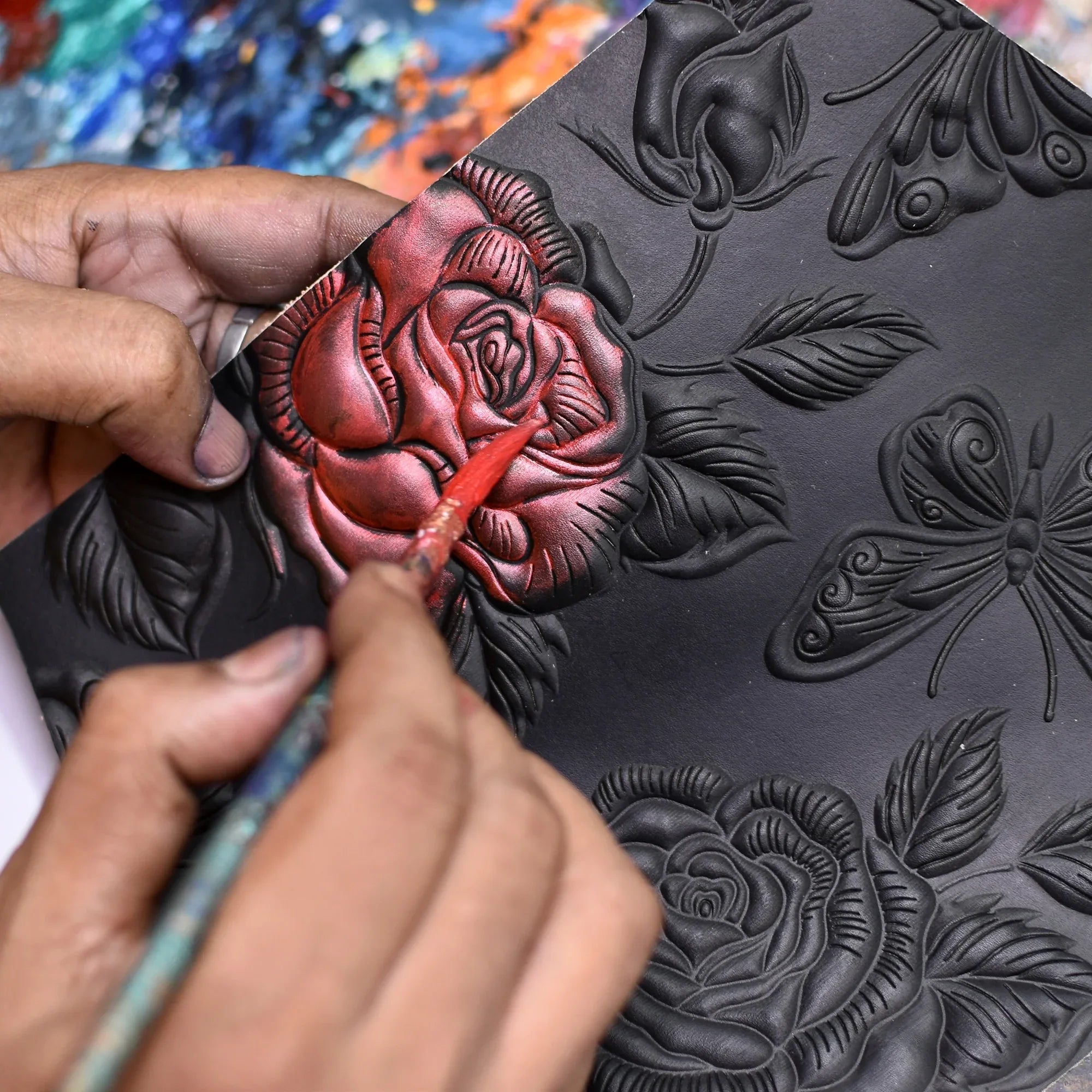 Slim Shoulder Bag – Red Roses & Butterfly