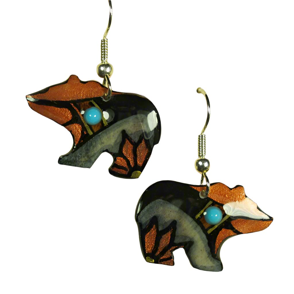 Copper Walking Bear Earrings - Handmade Moose Antler Jewelry