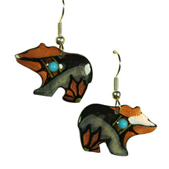 Copper Walking Bear Earrings - Handmade Moose Antler Jewelry