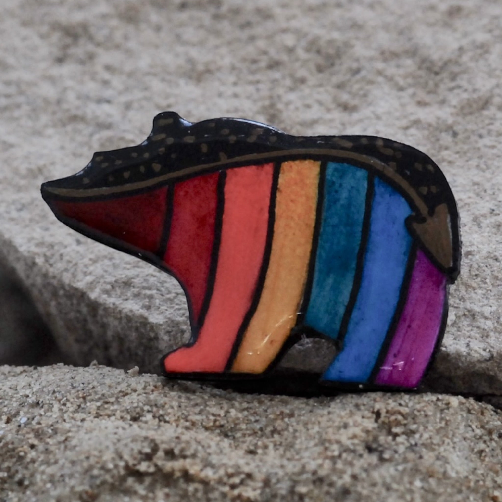 Antler Walking Bear Pin - Multi