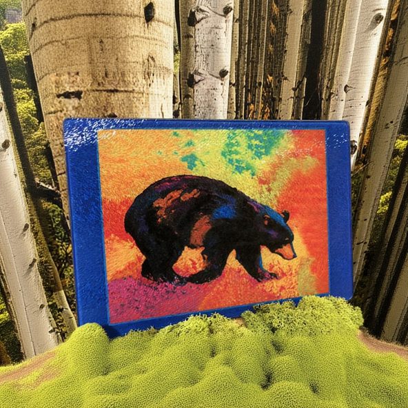 GP Originals - Watercolor Bear tempered glass cutting board/cheese board