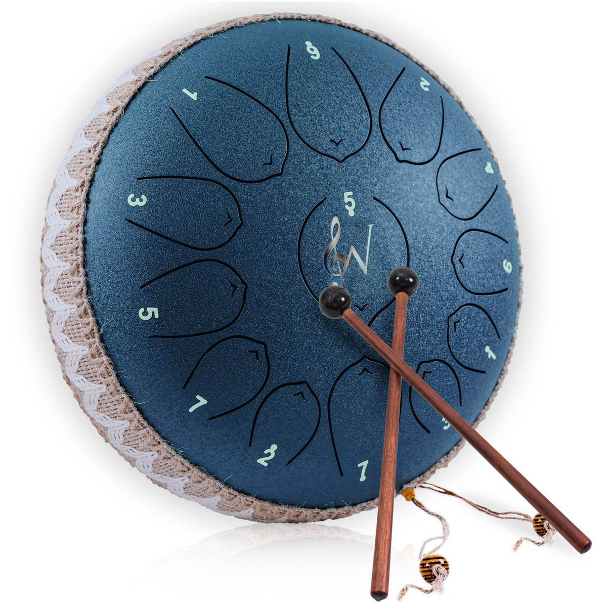 12-Inch Steel Tongue Drum - 13 Notes - Rain Drum - Blue