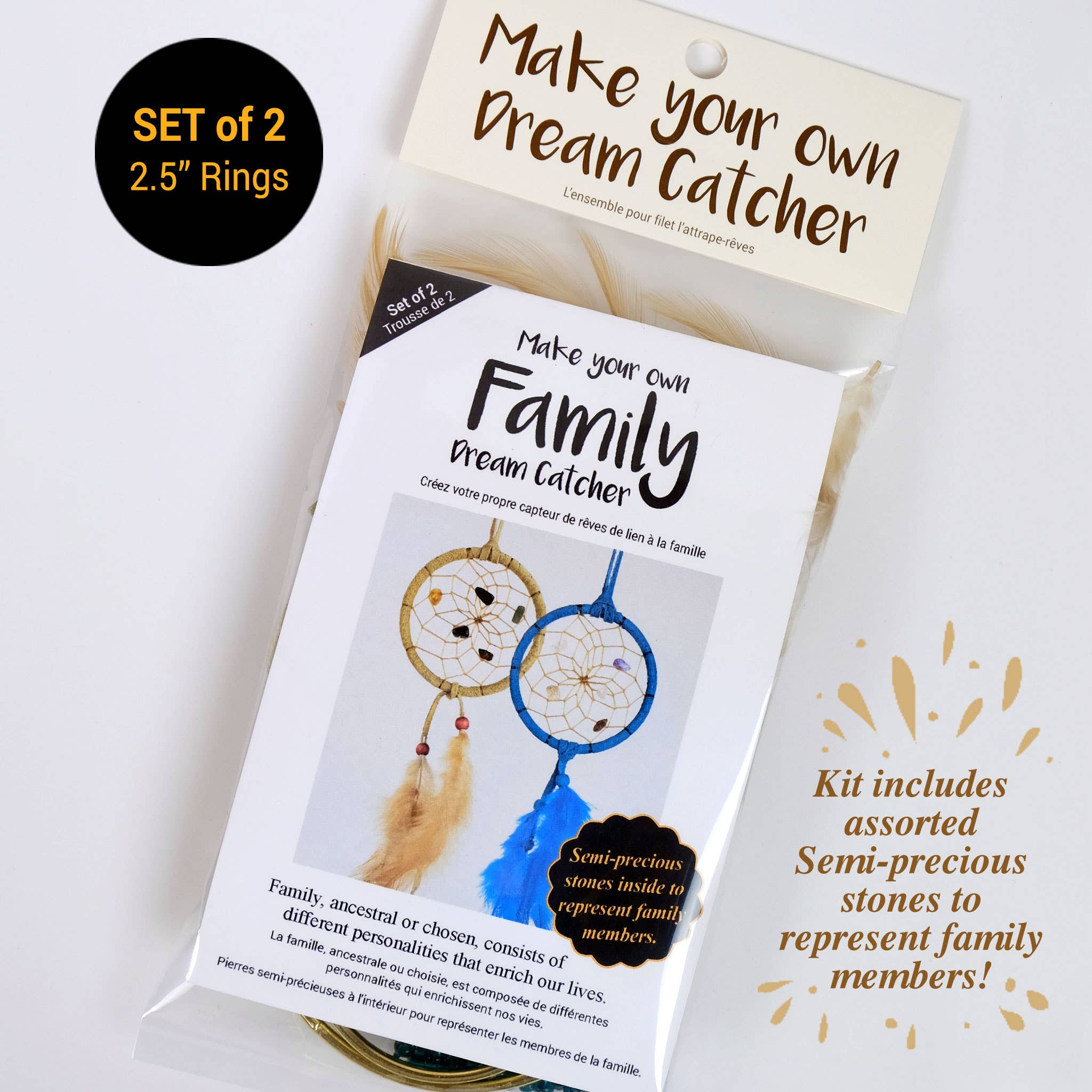 Family Dream Catcher Kit – 2.5” Rings | Semi-Precious Stones | Makes 2 Dream Catchers
