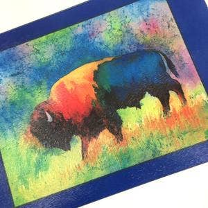 GP Originals - Watercolor Bison Rectangle Cutting Board Tempered Glass