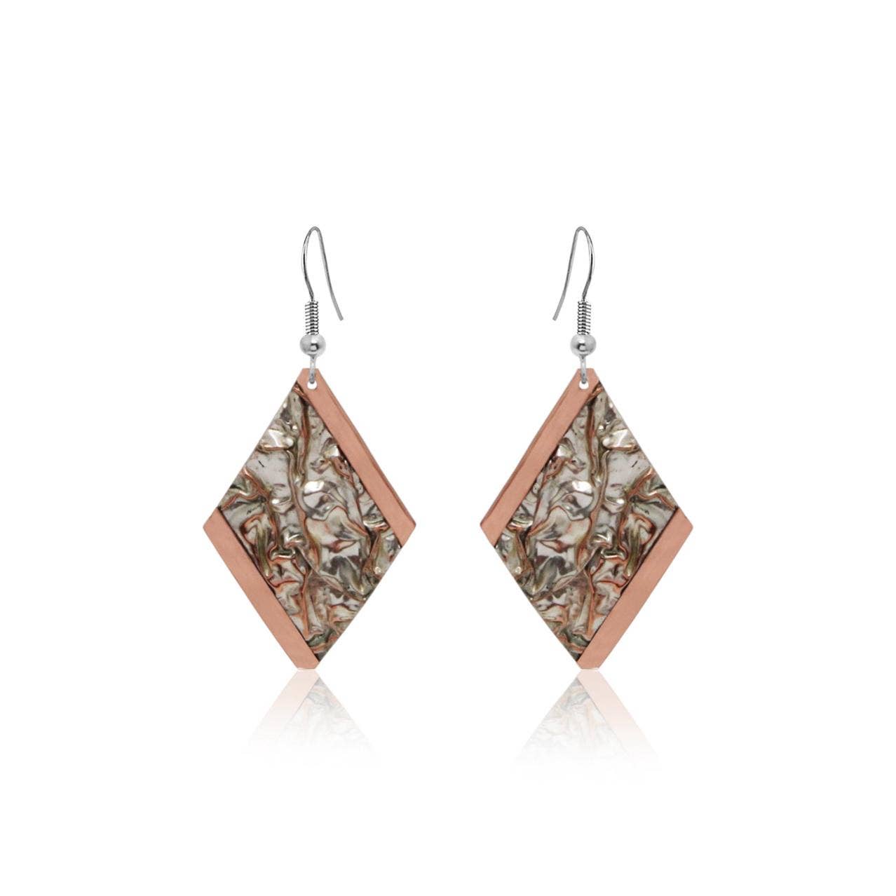 Silver color irregular hammered look Copper Earrings