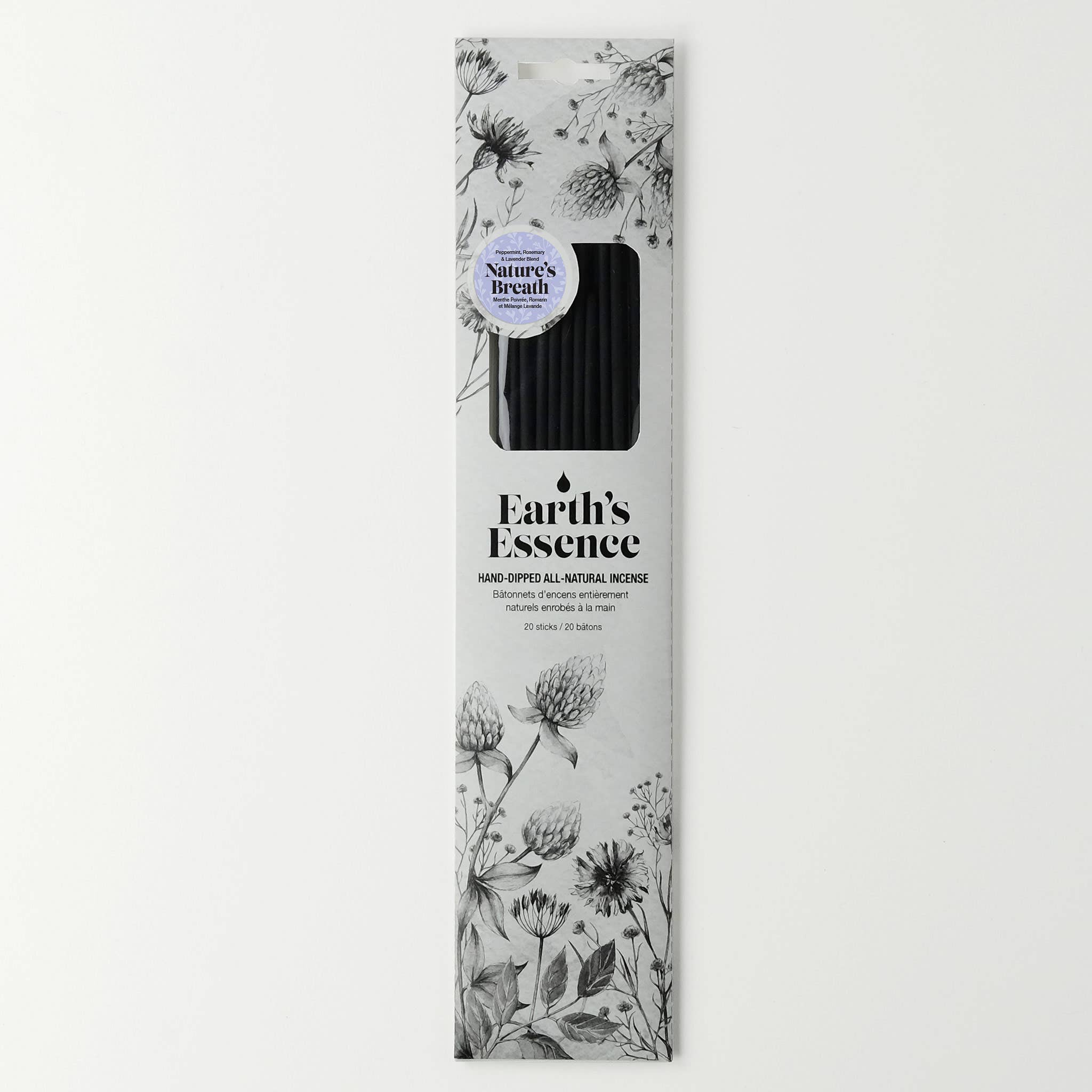 Earth’s Essence Incense – Nature’s Breath | Peppermint, Rosemary & Lavender | 20 Sticks