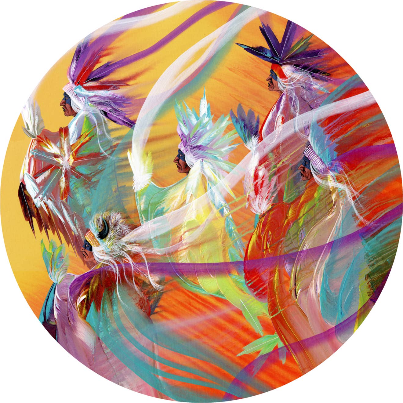 Rainbow Dance | 15 oz Native American Art Mug & Coaster Set by Traci Rabbit