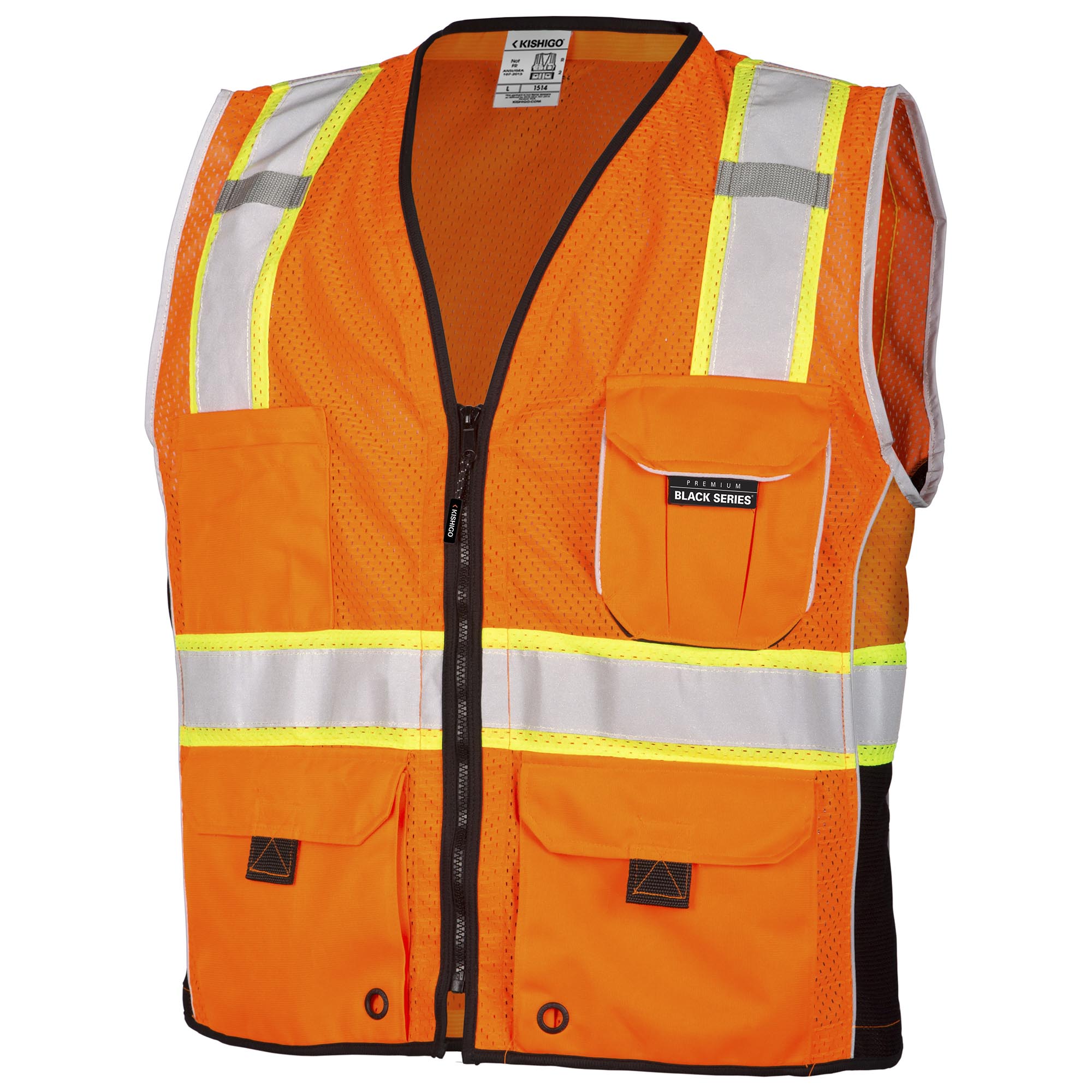 Kishigo 1514 Black Series Heavy Duty Safety Vest - Orange