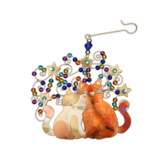 Starry Night Cats Ornament - Handmade